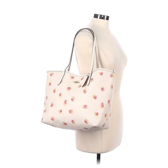 COACH Chalk Multi Poppy Floral City Tote Bag - Picture 2 of 11